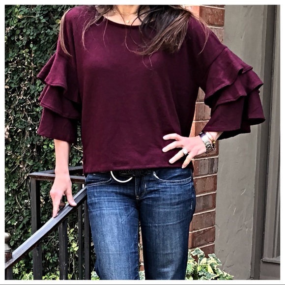 ✨LAST ONE✨Burgundy layered sleeves knit top - Picture 3 of 5